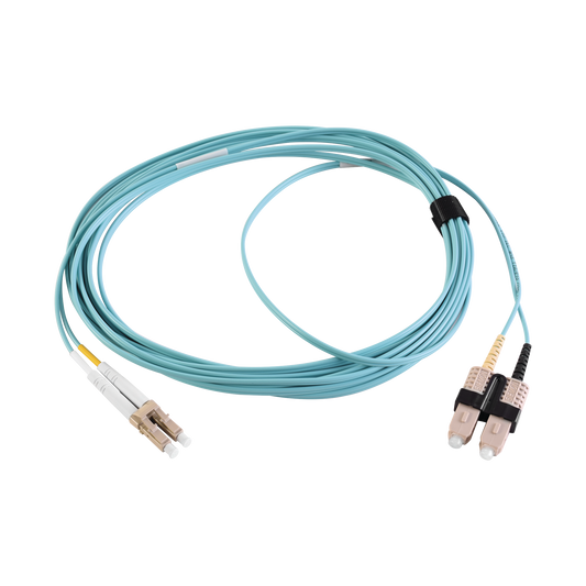 Jumper de Fibra �ptica Multimodo 50/125 XGLO OM3, LC-SC Duplex, OFNR, Color Aqua, 2 Metros (6.56 Pies)
