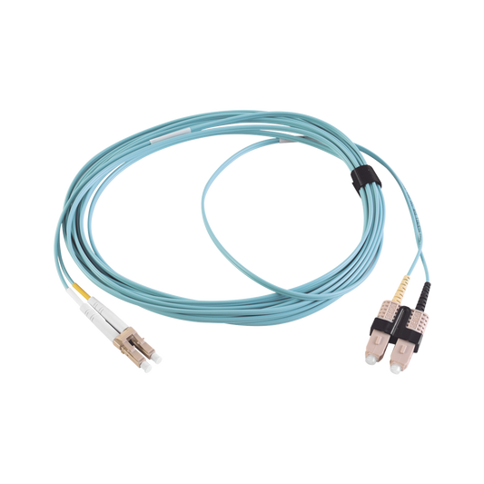 Jumper de Fibra �ptica Multimodo 50/125 XGLO OM3, LC-SC Duplex, OFNR, Color Aqua, 5 Metros (16.40 Pies)