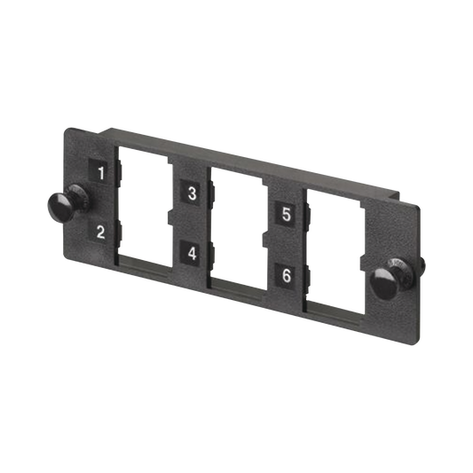 Placa Modular FAP de 6 Puertos Mini-Com, Acepta M�dulos de Fibra �ptica, Cobre o Audio y Video, Color Negro