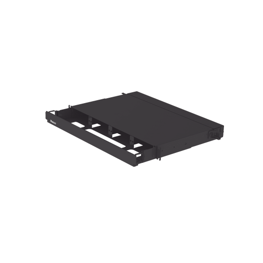 Panel de Distribuci�n de Fibra �ptica, Acepta 4 Placas FAP o FMP, Bandeja Deslizable, Hasta 96 Fibras, Color Negro, 1UR