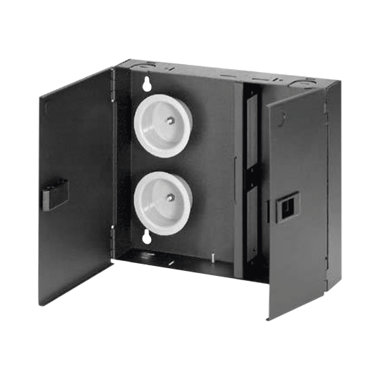 Caja de Conexi�n de Fibra �ptica, Para Montaje en Pared, Acepta 2 Placas FAP o FMP, Hasta 48 Fibras, Color Negro