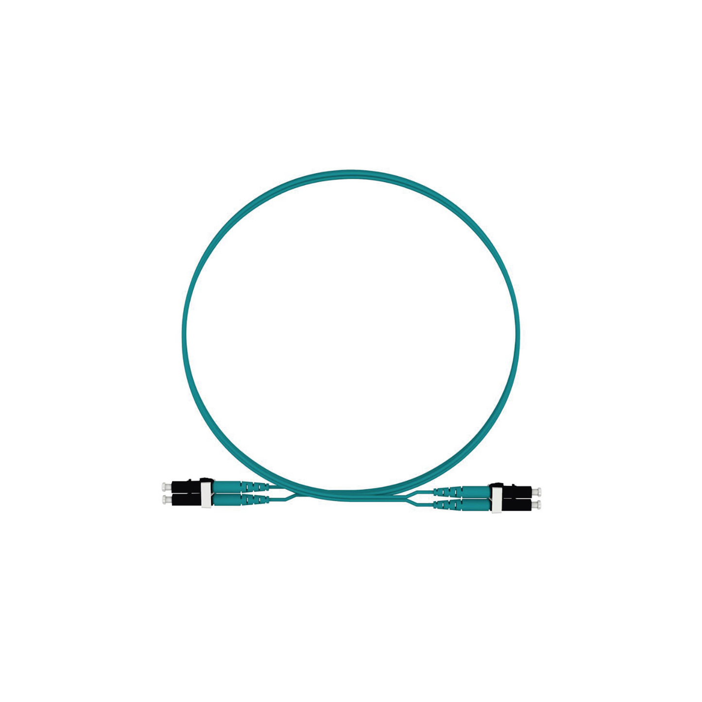 Jumper de Fibra Optica Multimodo 50/125 OM4, LC-LC Duplex, LSZH, Color Aqua, 2 Metros (6.56 Pies)
