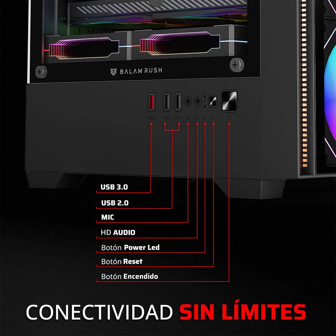 Gabinetes Gaming Balam Rush NITROX EDGE PRO CRYSTAL 4900C - Vista 4