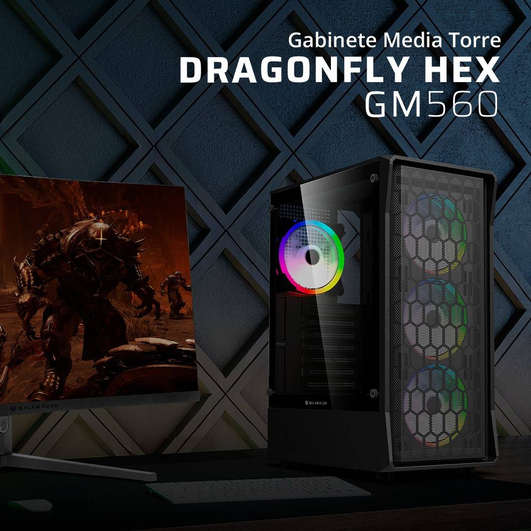 Gabinetes Gaming Balam Rush DRAGONFLY HEX GM560 - Vista 3