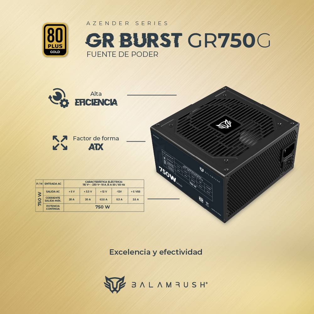 Fuente de poder  Balam Rush GR750G - Vista 5