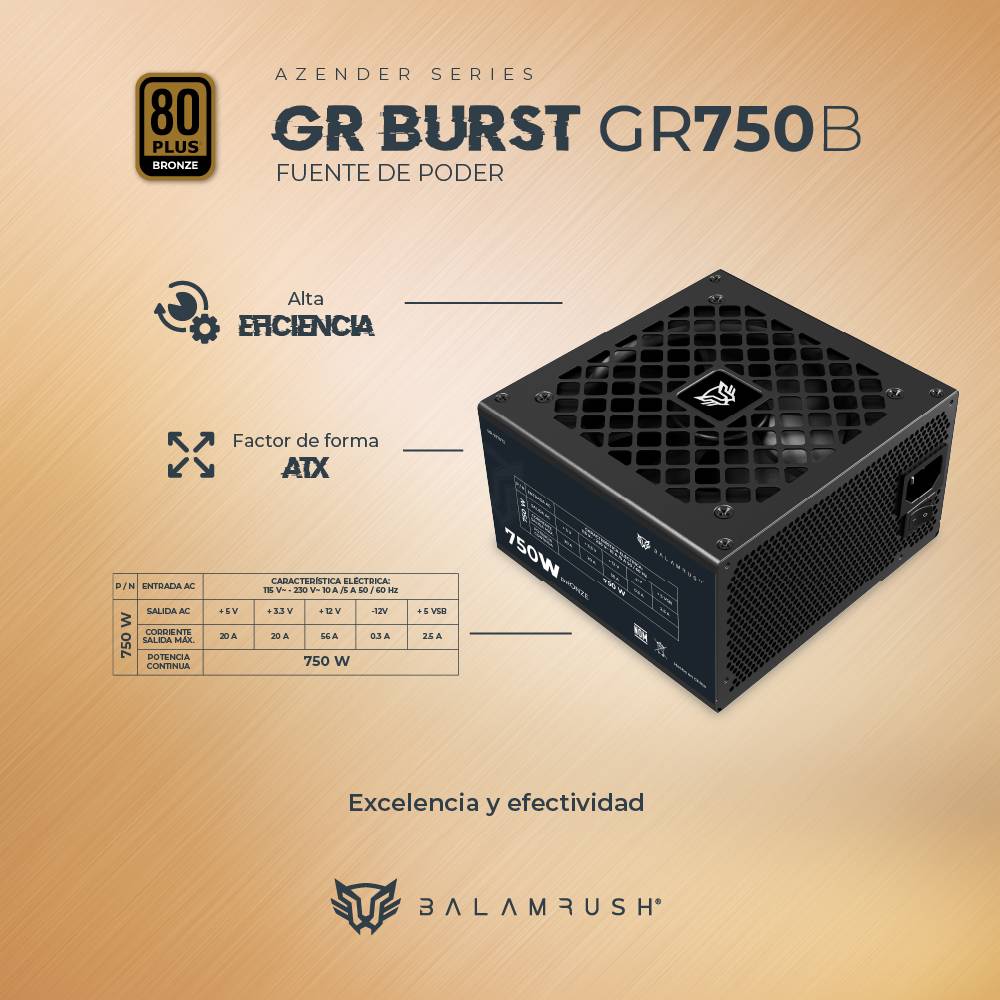 Fuente de poder Balam Rush GR750B - Vista 5