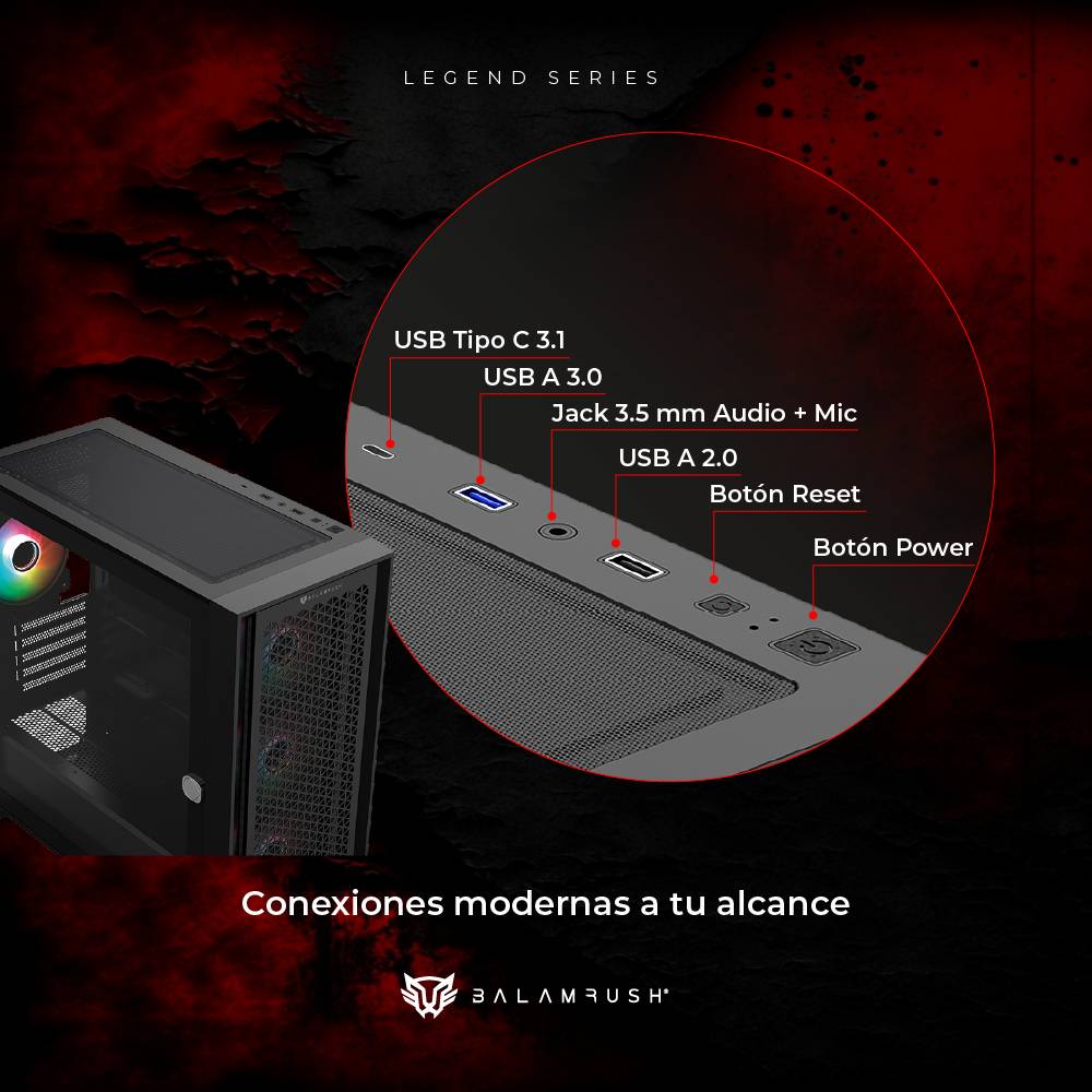 Gabinete Gamer Balam Rush Carbono Twin Mate - Vista 4