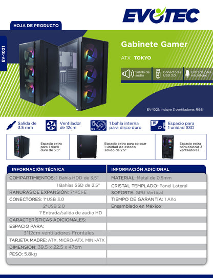 Gabinete Gaming EVOTEC EV-1021 - Vista 5