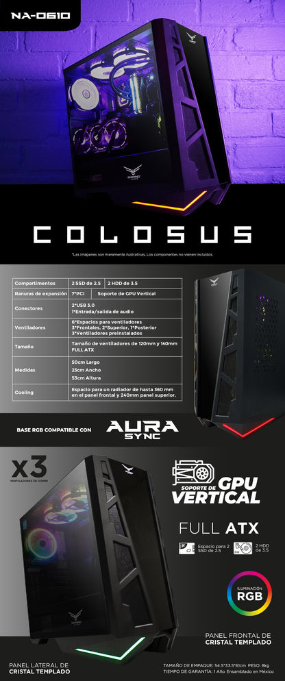 Gabinete Gaming Colosus  Naceb Gaming NA-0610 - Vista 2