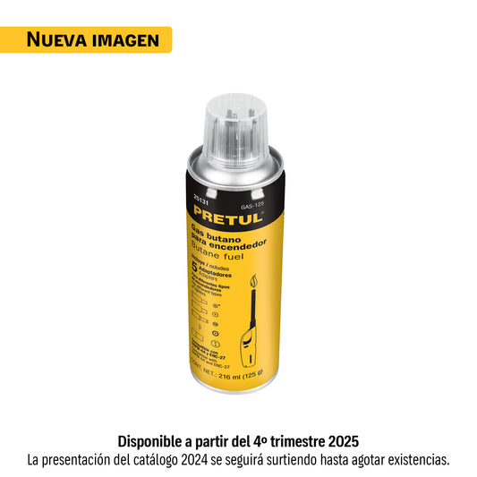 Lata de gas butano para encendedor, 125 g, PRETUL