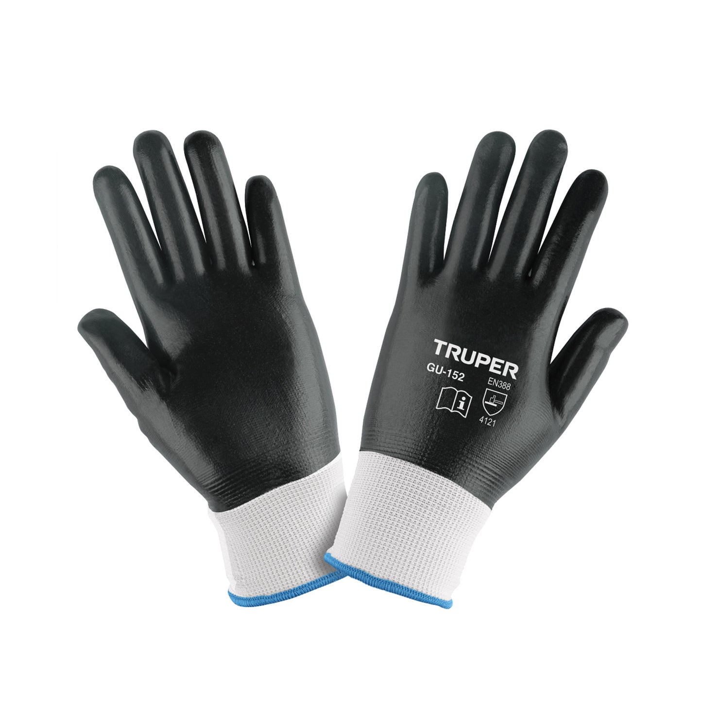 Guantes de poliéster recubiertos de nitrilo, M, TRUPER