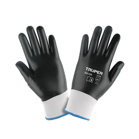 Guantes de poliéster recubiertos de nitrilo, M, TRUPER