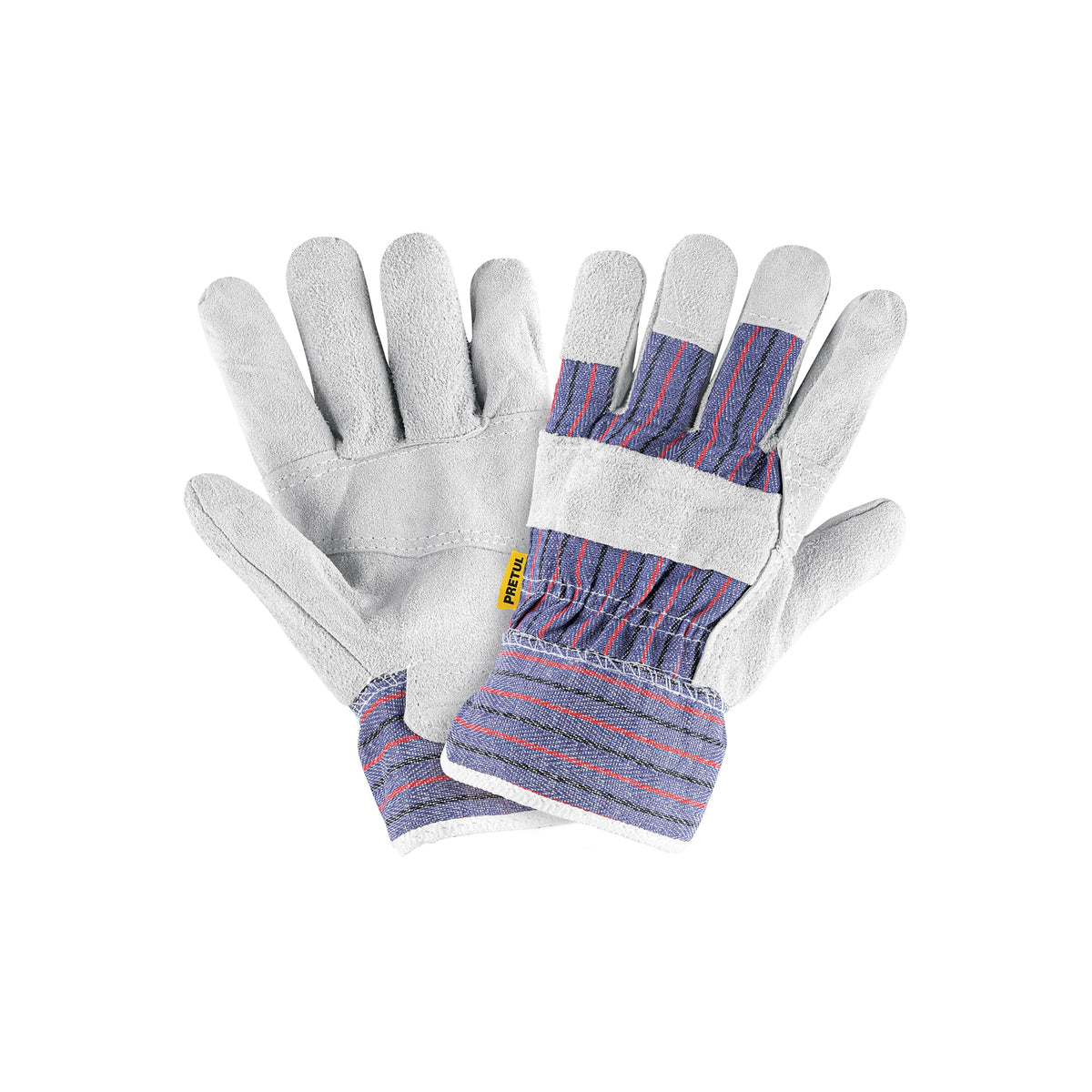 Guantes de carnaza y loneta, unitalla, PRETUL