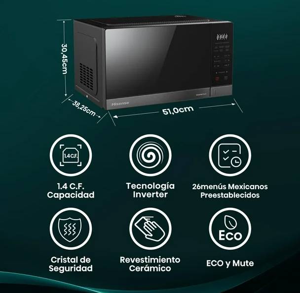 Microondas Hisense HMMS3411DSV - Vista 4
