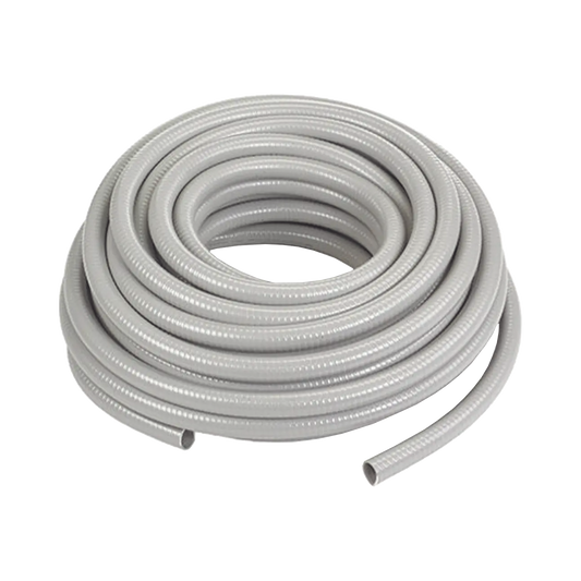 Manguera hermética tipo PolyTuff no metálica gris de 3/4", 100 pies. Uso comercial/industrial.