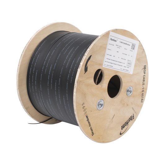 Carrete de 1 km de Fibra �ptica Drop, Interior/Exterior G.657A2 Monomodo de 1 Hilo (Unifibra), Diel�ctrica, Forro Negro