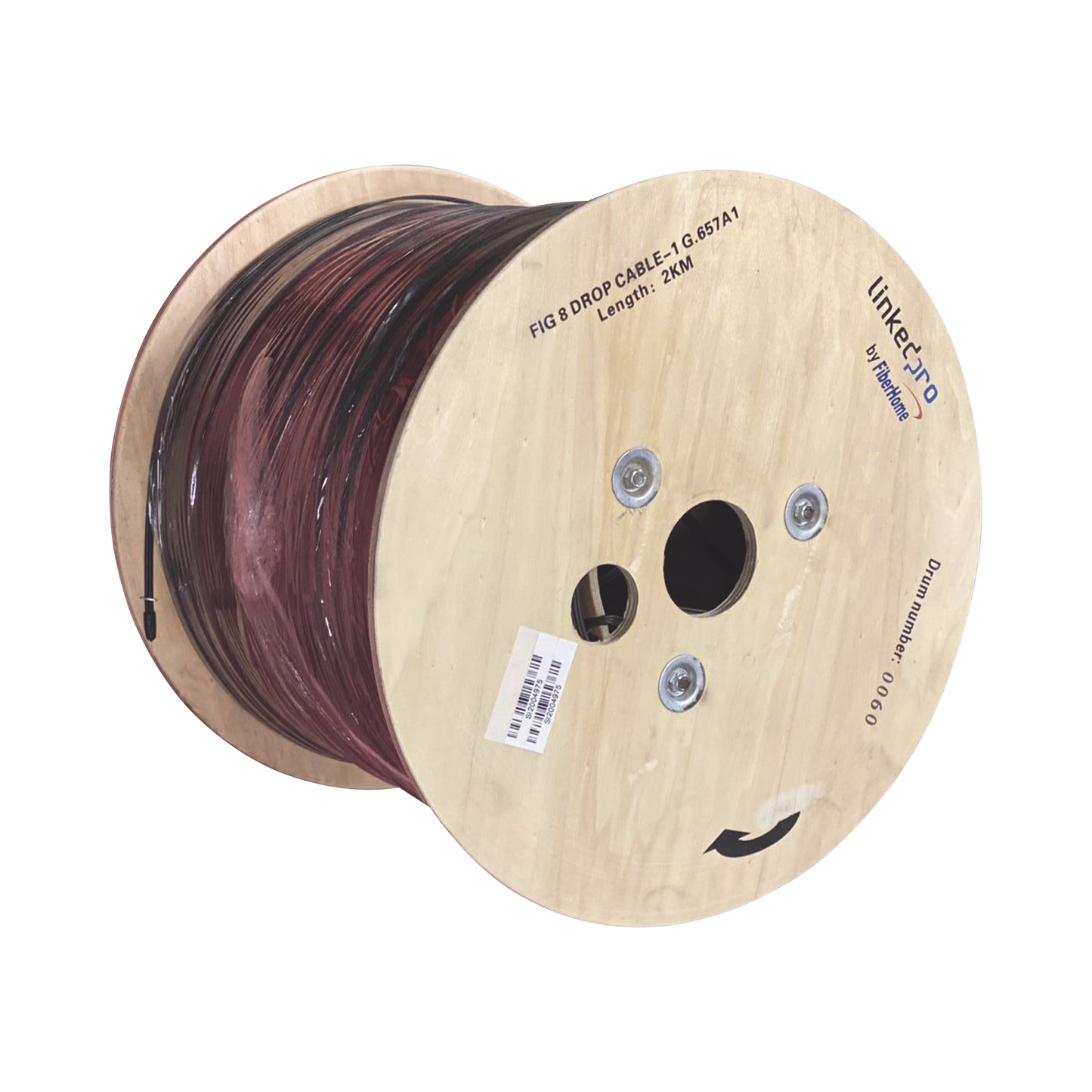 Carrete de 2 Kil�metros (6561.68 Pies) de Fibra �ptica A�rea Mini Figura 8 G.657A1 Tipo Drop, Monomodo de 1 Hilo (Unifibra), Color Negro, Span 80