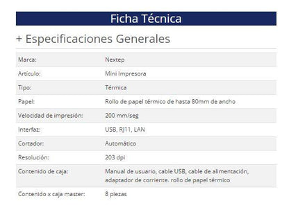 Mini Impresora POS Nextep NE-511 - Vista 3