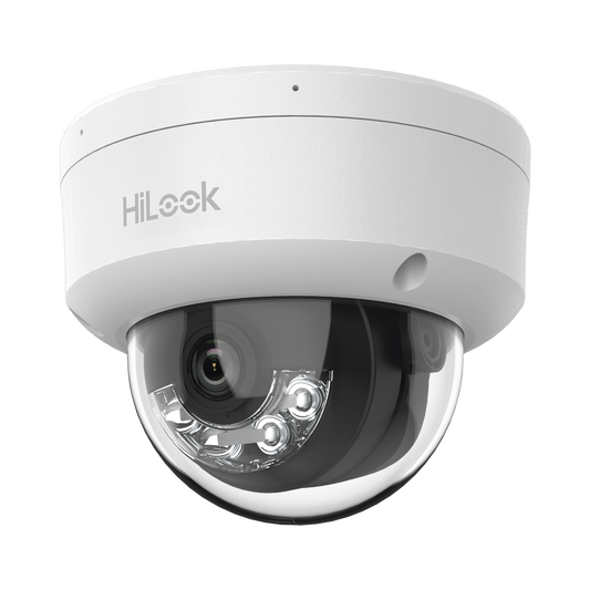 [Dual Light] Domo IP de 2 Megapixel (1080p) / Lente 2.8 mm / 20 mts IR + 15 mts Luz Blanca / Micrófono Integrado / ACUSENSE Lite / Uso en interior / PoE / dWDR / H.265+ / ONVIF