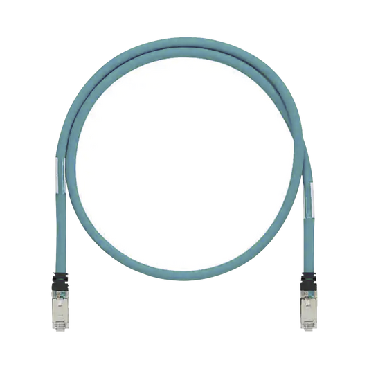 Patch Cord Cat6A de Grado Industrial 600V, Blindado SF/UTP, Calibre 26 AWG, Color Aqua, 2 Metros (6.56 Pies)