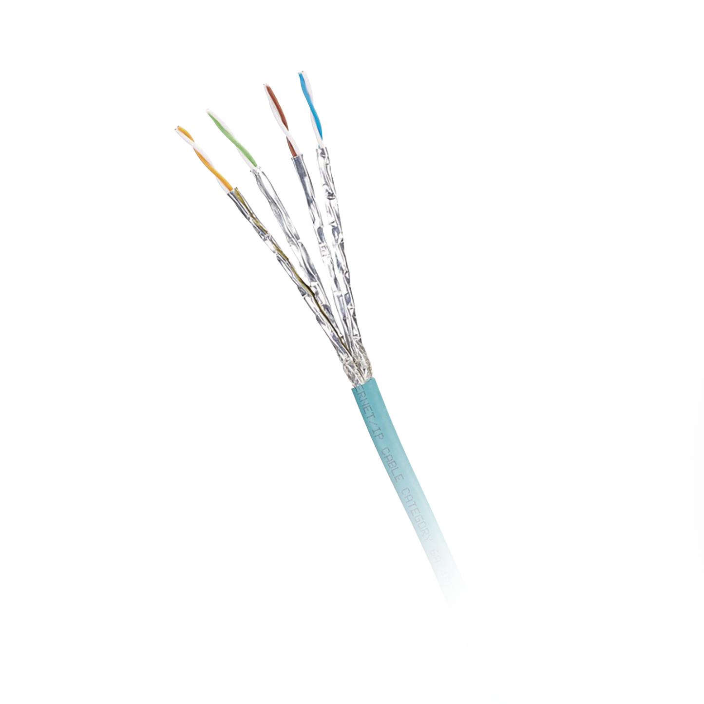 Bobina de Cable Blindado S/FTP Categor�a 6A, Uso Industrial con Resistencia al Aceite, Rayos UV y Abrasi�n, Multifilar (Flexible), Color Azul Cerceta, Bobina de 500 Metros (1640 Pies)
