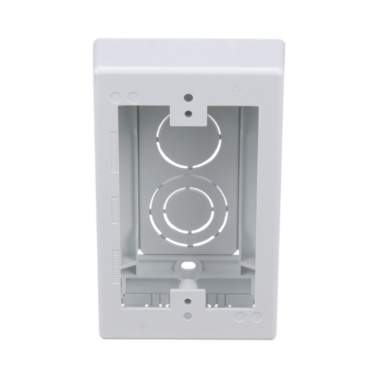 Caja de Pared Superficial, Uso Universal con Placas de Pared, con Cinta Adhesiva, Color Blanco