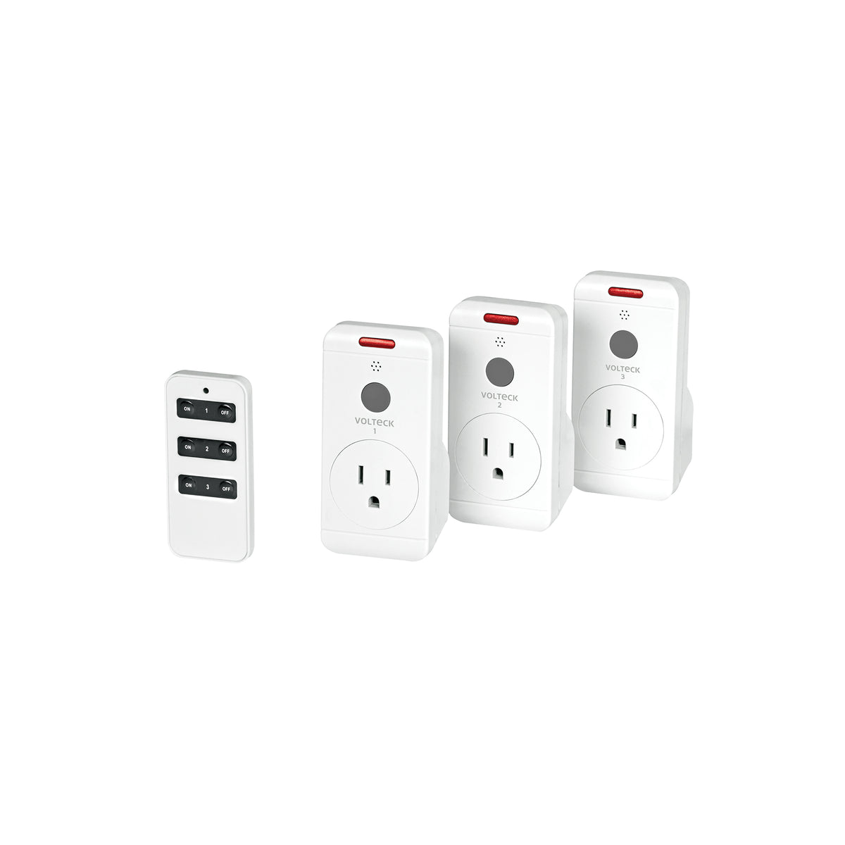 Juego de 3 Contactos con control remoto, Volteck
