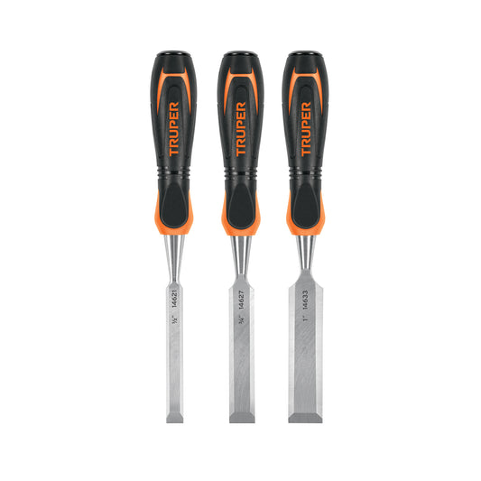 Juego de 3 formones mango Comfort Grip, Truper