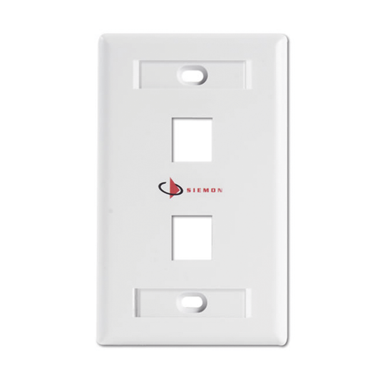 Placa de Pared Keystone de 2 Salidas, Color Blanco, para Jacks Keystone Z-MAX y MAX