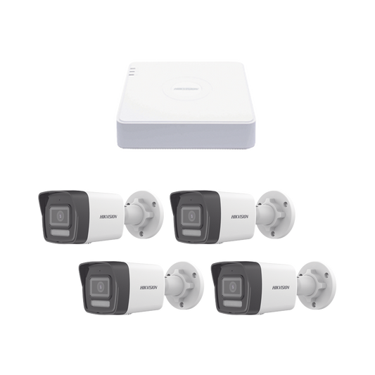 Kit IP 1080p (2 Megapixel) / NVR de 4 Canales con 4 Puertos PoE / 4 C�maras IP Bala ColorVu Lite y Motion Detection 2.0 / Micr�fono Integrado