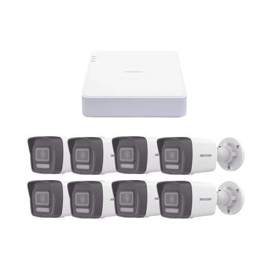 Kit IP 1080p (2 Megapixel) / NVR de 8 Canales con 8 Puertos PoE / 8 C�maras IP Bala ColorVu Lite y Motion Detection 2.0 / Micr�fono Integrado