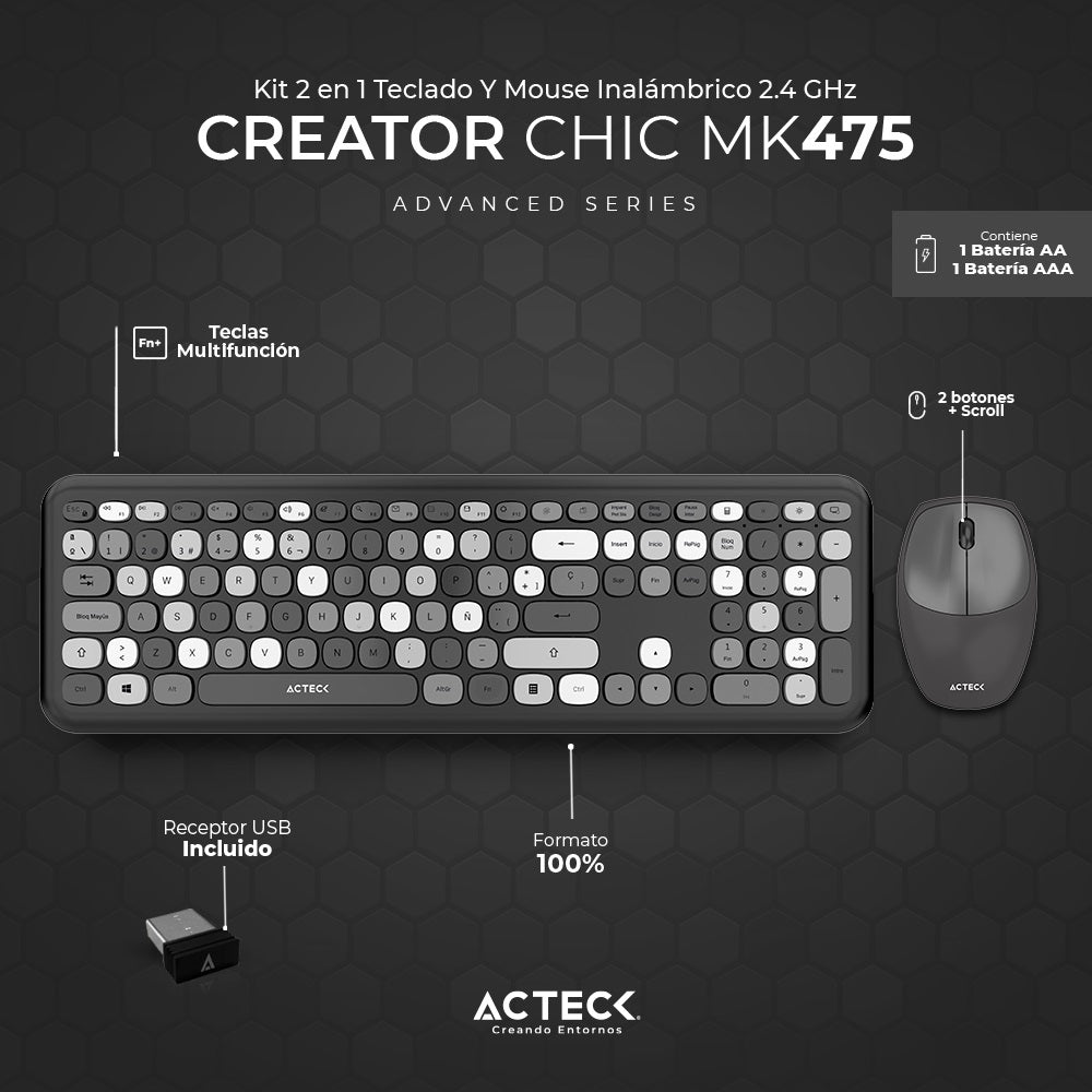 Kit de teclado y mouse ACTECK MK475 - Vista 2