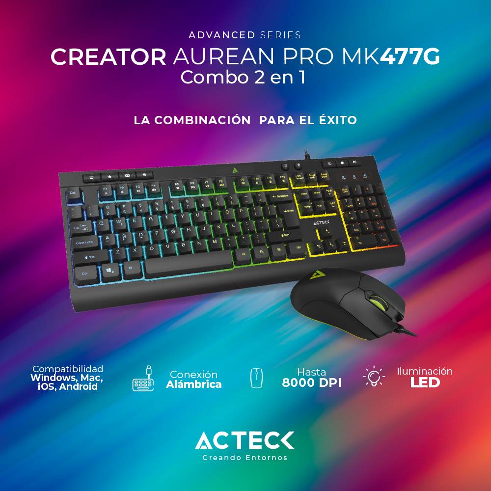 Kit de teclado y mouse ACTECK MK477G - Vista 2