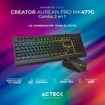 Kit de teclado y mouse ACTECK MK477G - Vista 2