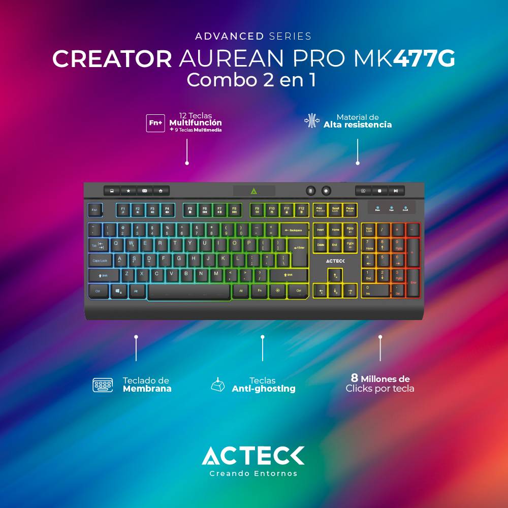 Kit de teclado y mouse ACTECK MK477G - Vista 3