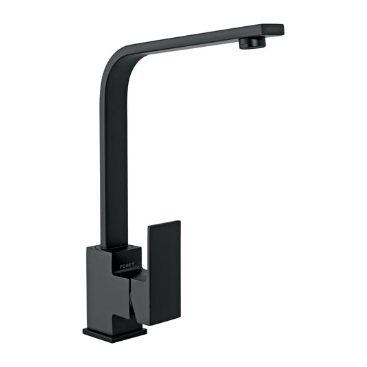 Monomando cuello alto para fregadero, negro, FOSET KUBO