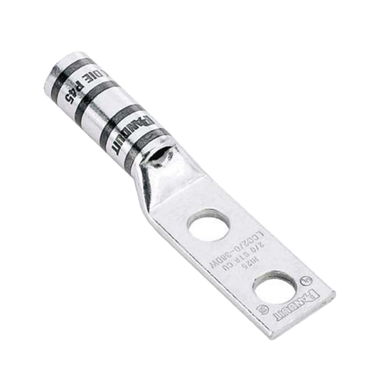 Zapata de compresión LCC6-12W-L para cal. 6 Awg, Doble barreno para tornillo prisionero de 1/2, Espaciado de orificio 44.5mm, 1 Pz