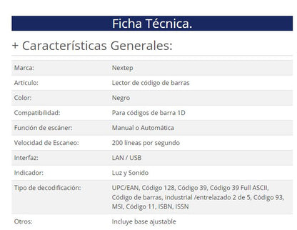 Lector de Códigos de Barra Nextep NE-500 - Vista 3