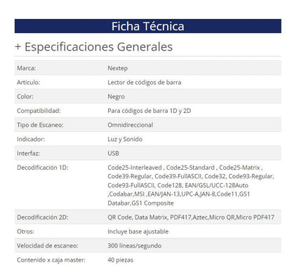 Lector de Código de Barras Nextep NE-503 - Vista 3