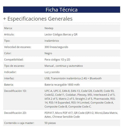 Lector de Códigos de Barra y QR Nextep NE-503I - Vista 3