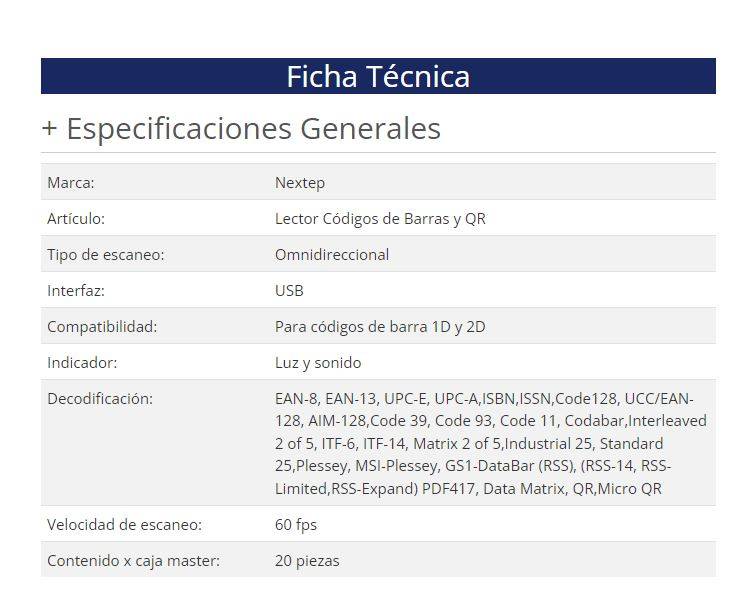 Lector de Códigos de Barra  Nextep NE-505 - Vista 3