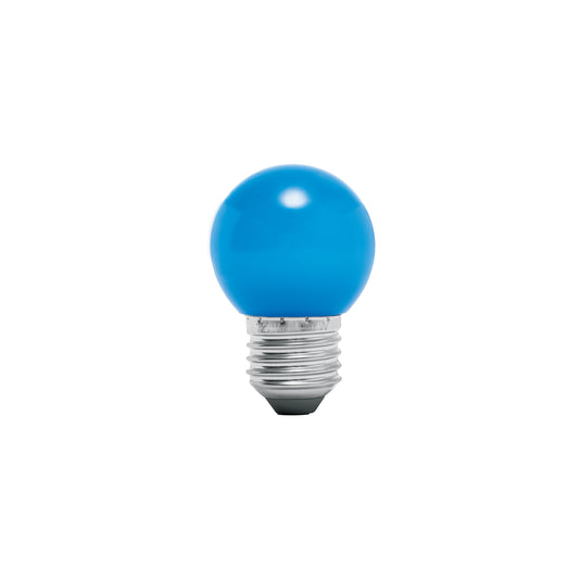 Lámpara LED tipo bulbo G45 1 W color azul, caja, Volteck