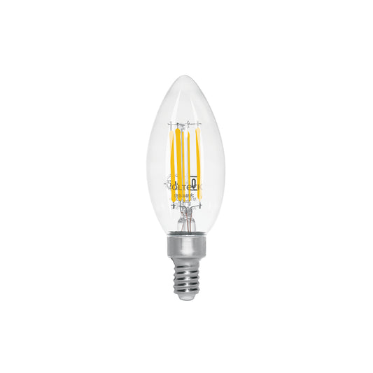 Lámpara LED tipo vela 4 W con filamento base E12 luz cálida