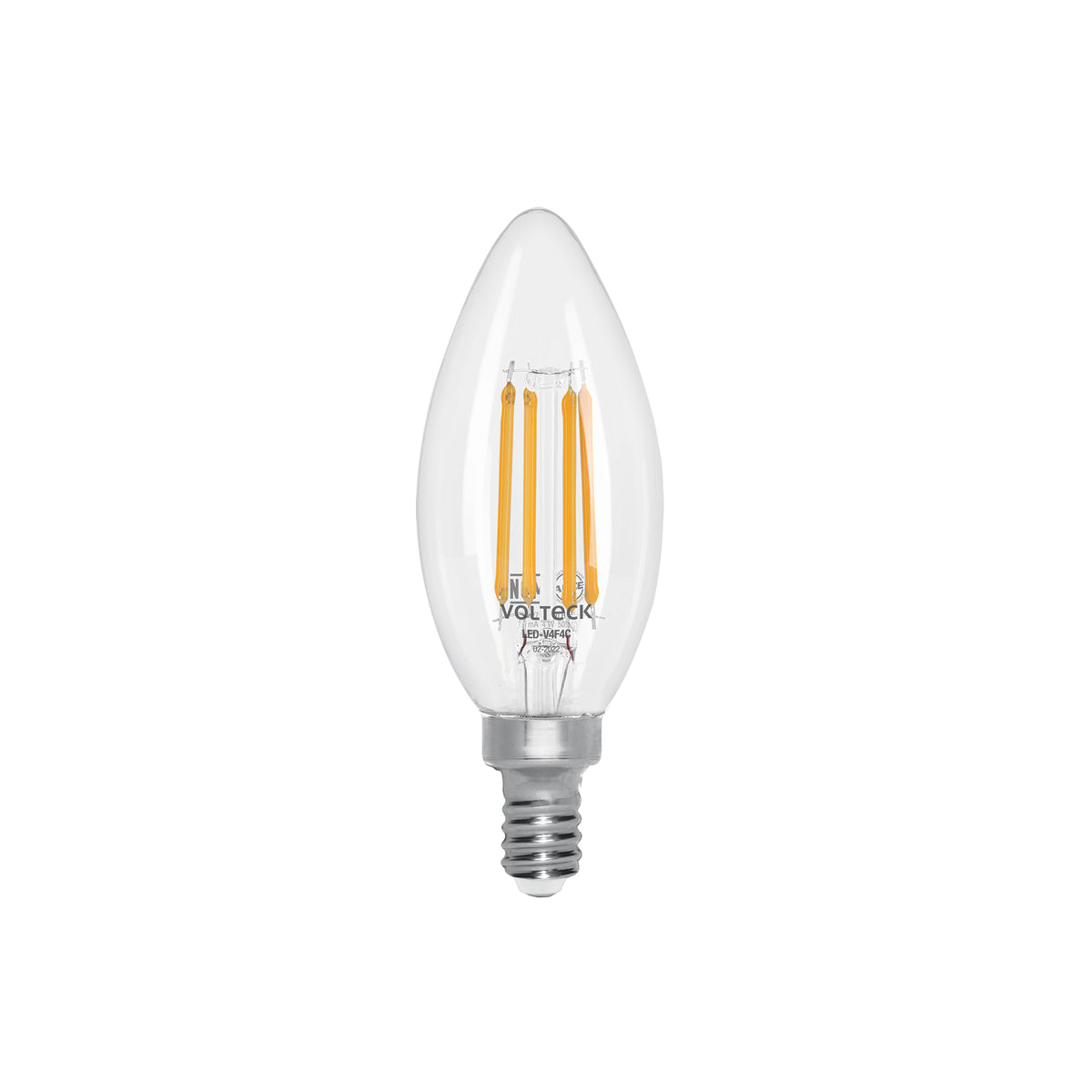 Lámpara LED tipo vela 4 W con filamento base E14 luz cálida