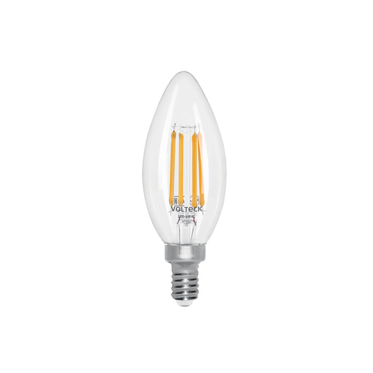 Lámpara LED tipo vela 4 W con filamento base E14 luz cálida