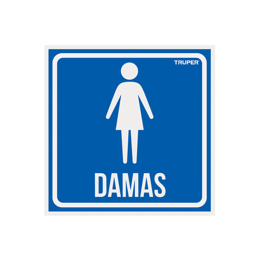 Letrero de señalización 'DAMAS', 19 x 19 cm, Truper