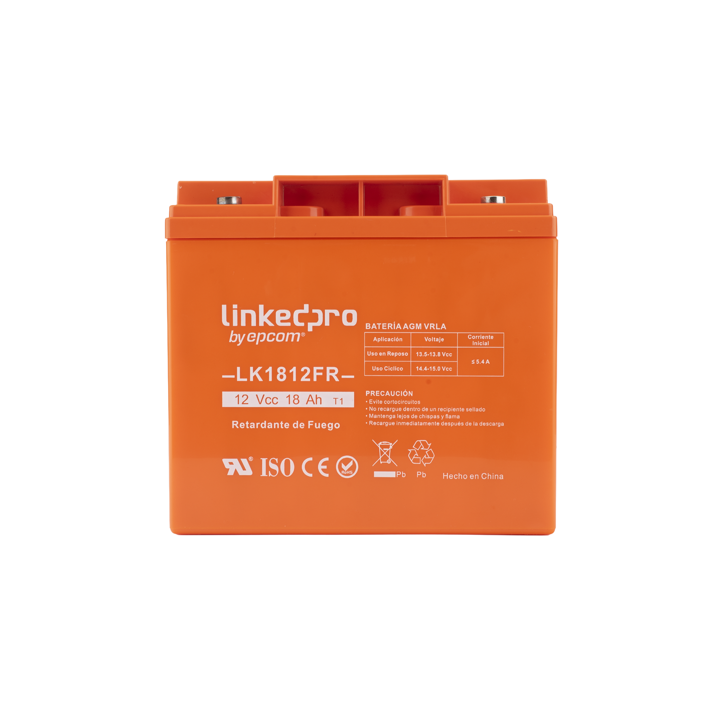 Batería de respaldo 12 V |  18 Ah | AGM | Certificada UL94-V0 Retardante a la Flama  | Especial para Seguridad Electrónica | UPS | Sistemas de Emergencia | Vida útil 5 años | Terminales T1