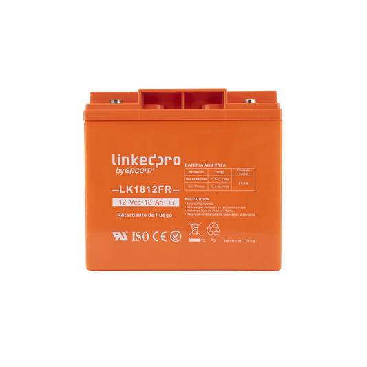 Batería de respaldo 12 V |  18 Ah | AGM | Certificada UL94-V0 Retardante a la Flama  | Especial para Seguridad Electrónica | UPS | Sistemas de Emergencia | Vida útil 5 años | Terminales T1
