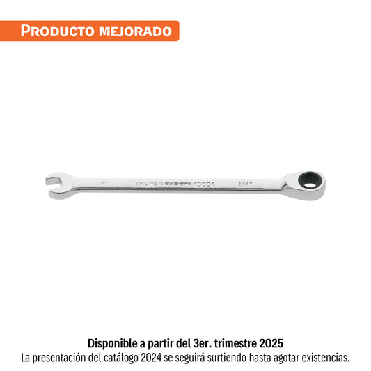Llave combinada con matraca 1/4' x 120 mm largo, Expert