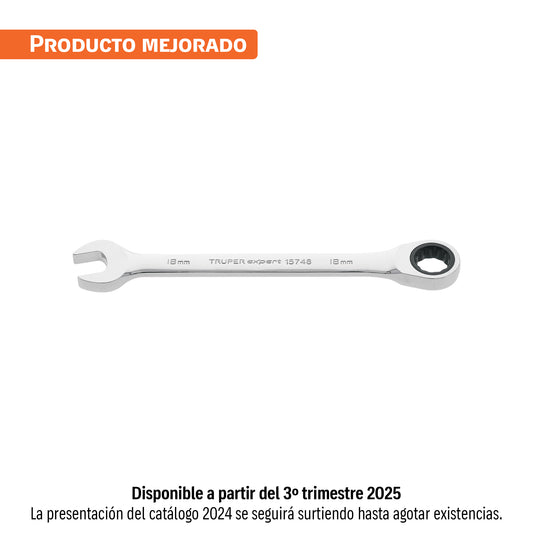 Llave combinada con matraca 18 mm x 230 mm largo, Expert